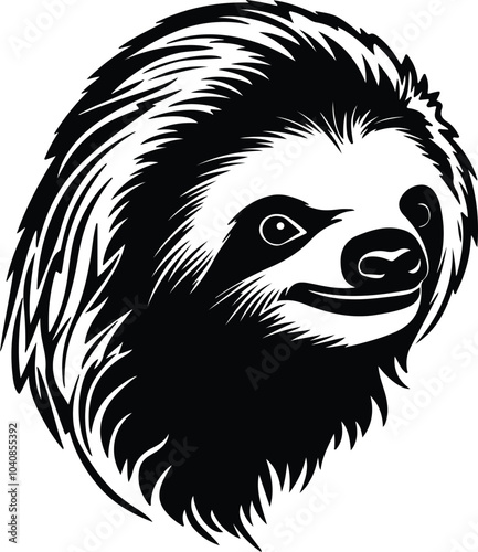 Black silhouette of sloth head