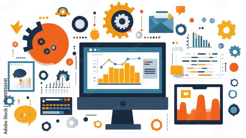 Business Analytics and Data Visualization on Computer Screen Business Analytics and Data Visualization on Computer Screen