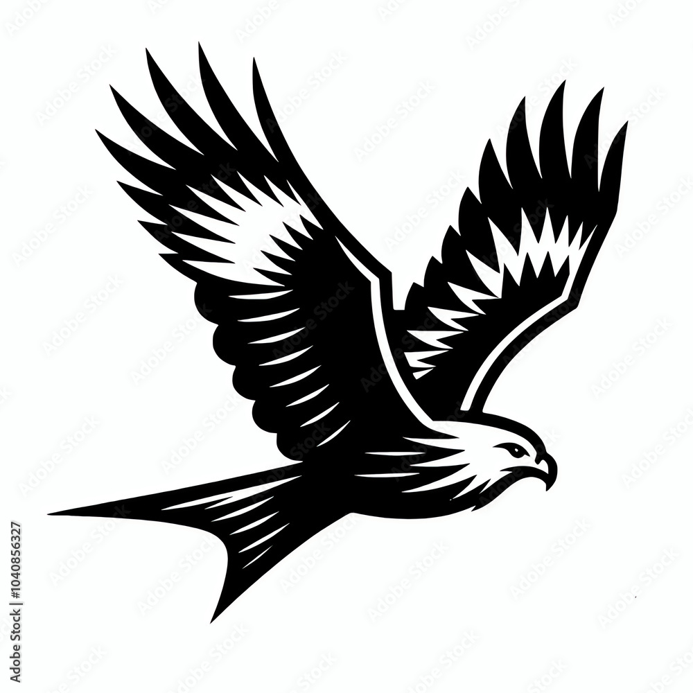 Obraz premium Flying red kite bird logo icon symbol vector silhouette illustration