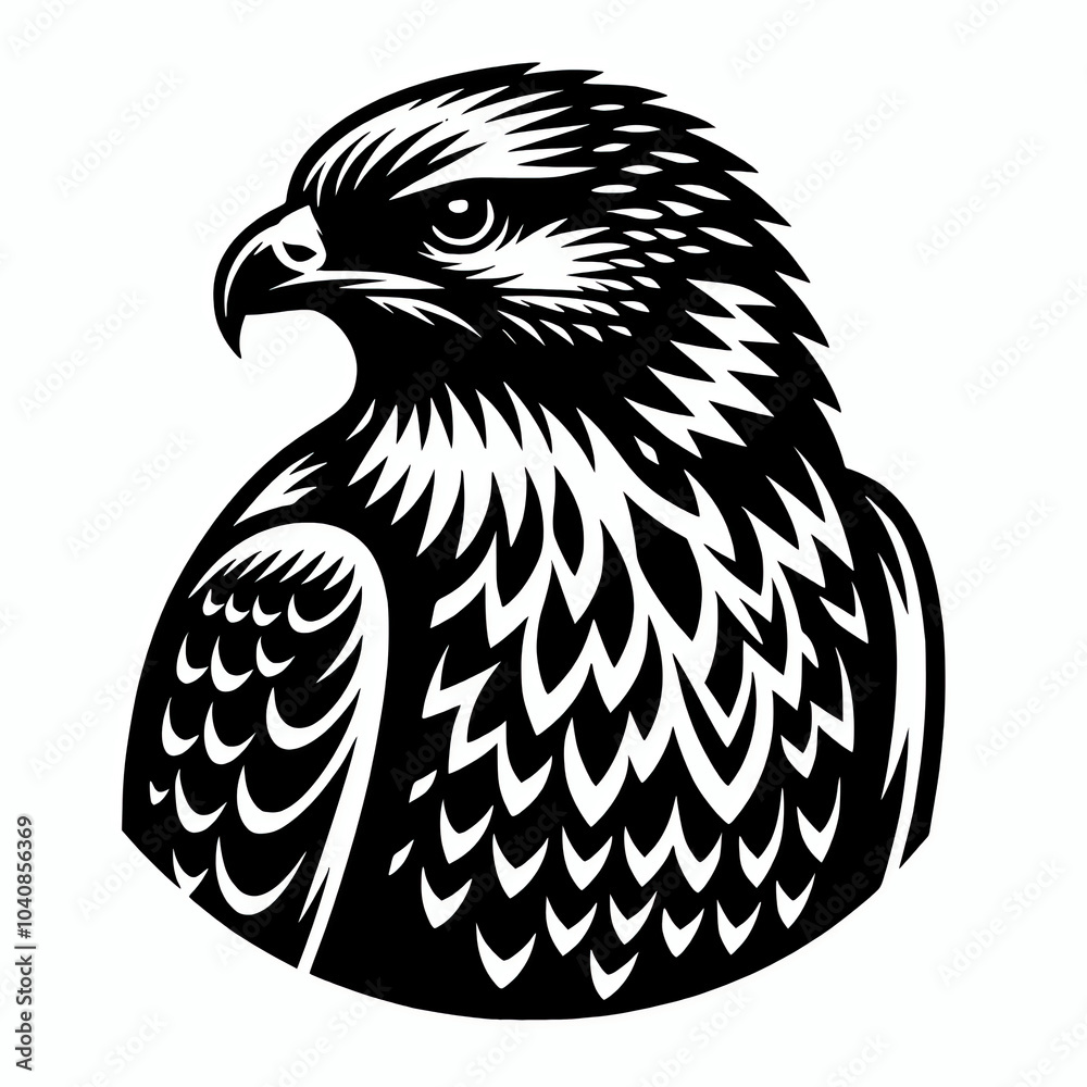Obraz premium Buteo hawk bird head symbol emblem icon vector illustration, bird of prey avian animal element