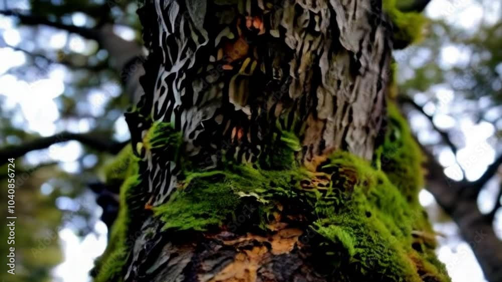 Macro Cinematic View of Tree Bark Textures with Moss and Lichen Details in 4K Macro Cinematic View of Tree Bark Textures with Moss and Lichen Details in 4K