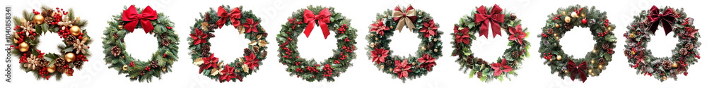 Christmas wreath png cut out element set Christmas wreath png cut out element set