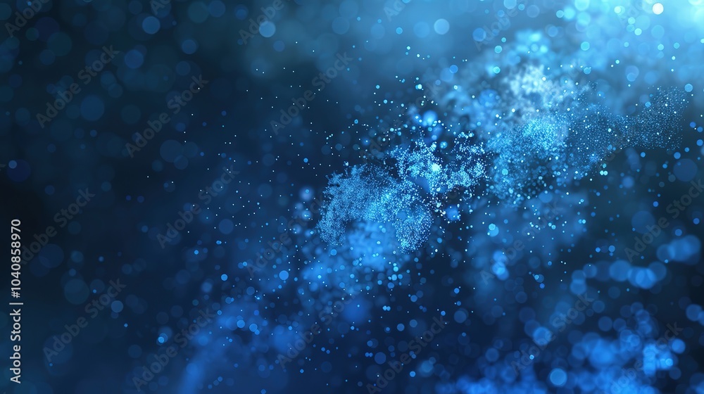 Obraz premium Blue Particle Cloud Smoke Effect - an immersive and ethereal visual. The blue smoke effect creates a mystical and captivating atmosphere.