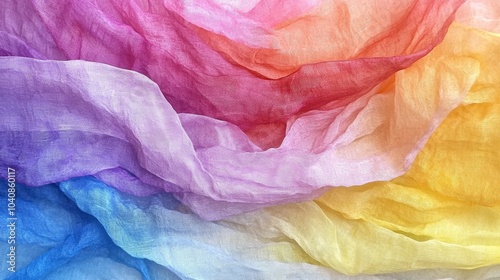 Colorful Fabric Texture Background Rainbow Ombre Gauze Drape