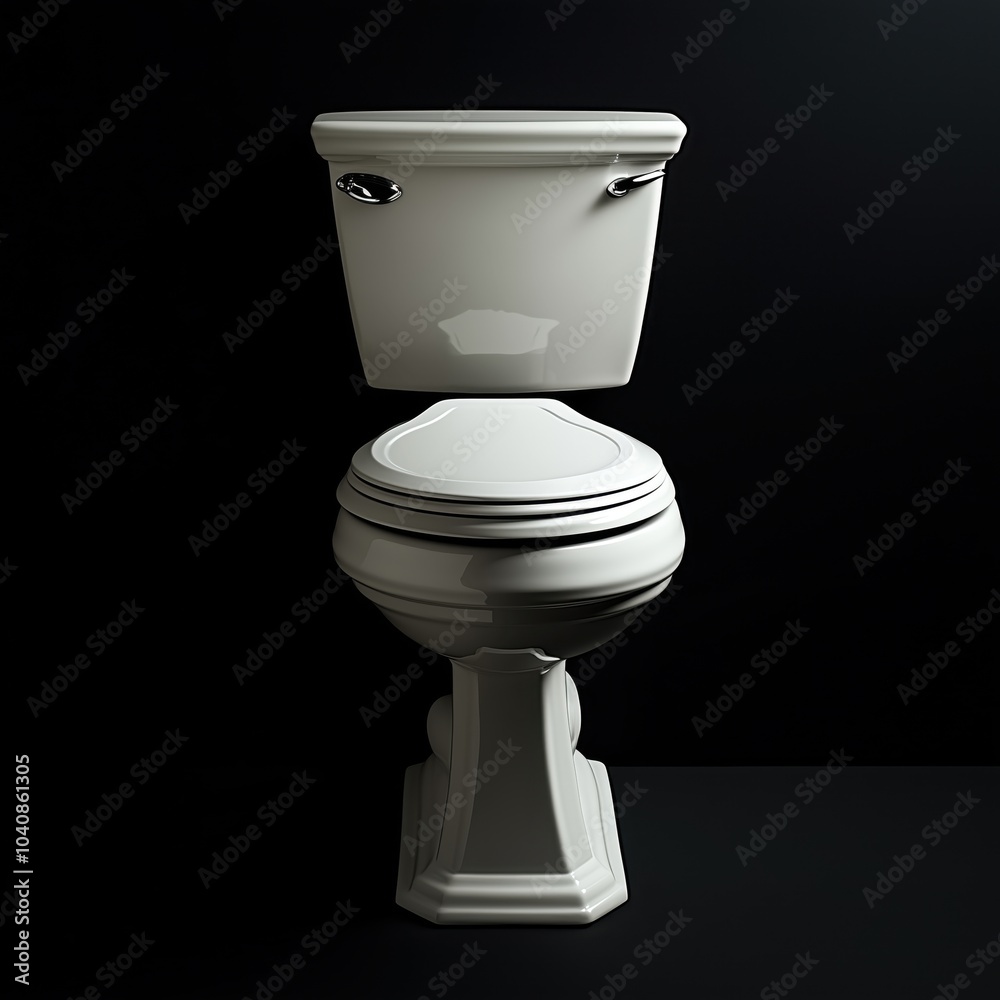 Classic white toilet against black background Classic white toilet against black background