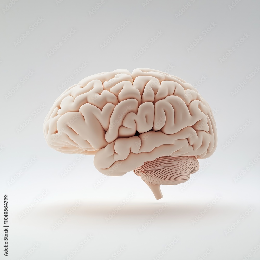 Floating brain on white background Floating brain on white background