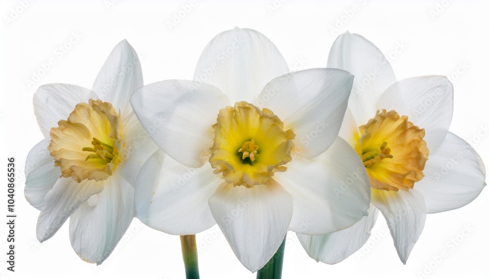 Daffodil white on white background isolated. Beautiful flower. Daffodil white on white background isolated. Beautiful flower.