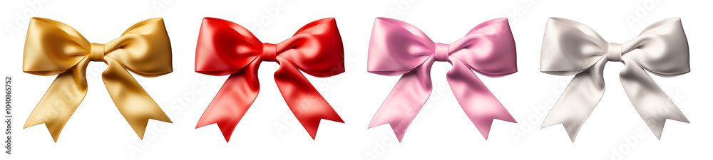 PNG Bow ribbon cut out element set PNG Bow ribbon cut out element set