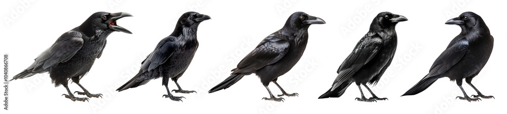 Black raven png cut out element set Black raven png cut out element set