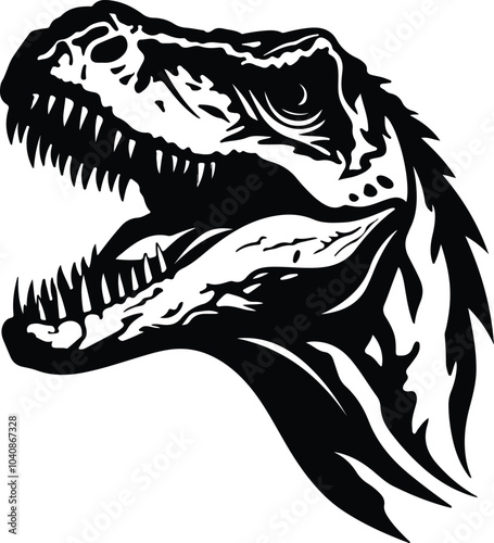 Black silhouette of Velociraptor head