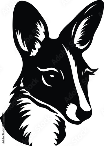 Black silhouette of wallaby head