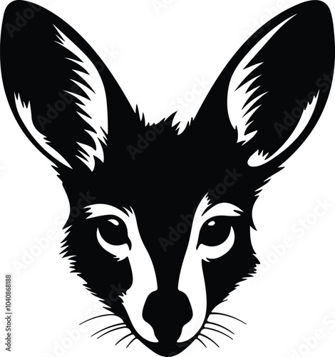 Black silhouette of wallaby head
