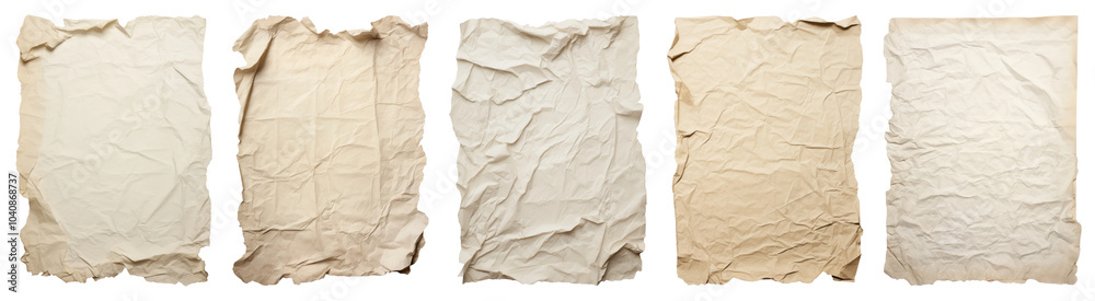 Crumpled paper png cut out element set Crumpled paper png cut out element set