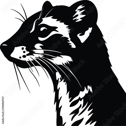 Black silhouette of weasel head