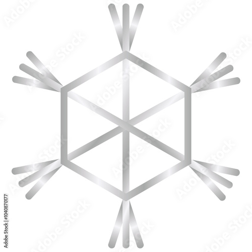 Vector image of a silver snowflake icon on a white background