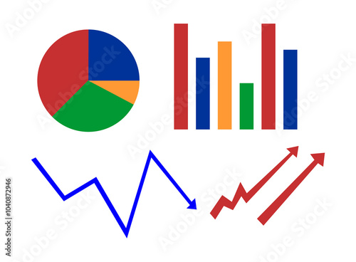 circle, bar, line graph. set of graph business.