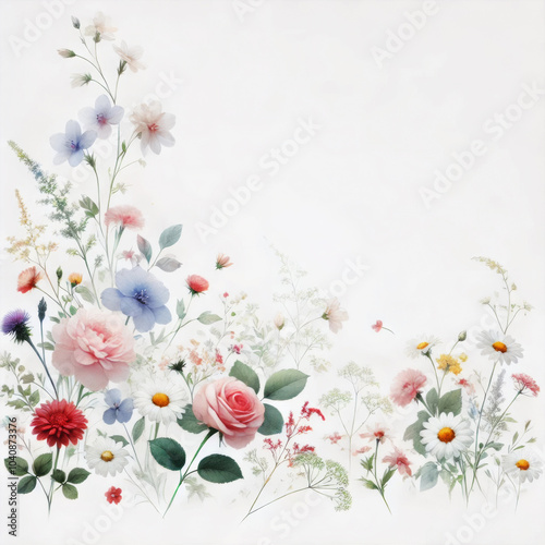 Rendition Stock _ Watercolor Illustration #0003325A _ Delicate Blooming Meadow