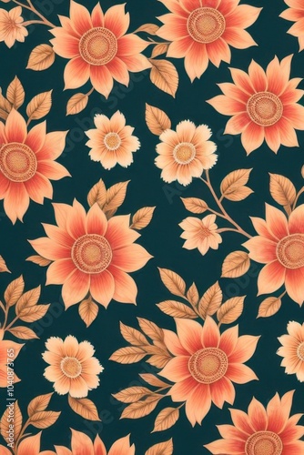 Wallpaper Mural flowers pattern wallpaper Torontodigital.ca