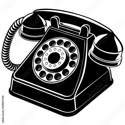 retro telephone silhouette 
 isolated on white