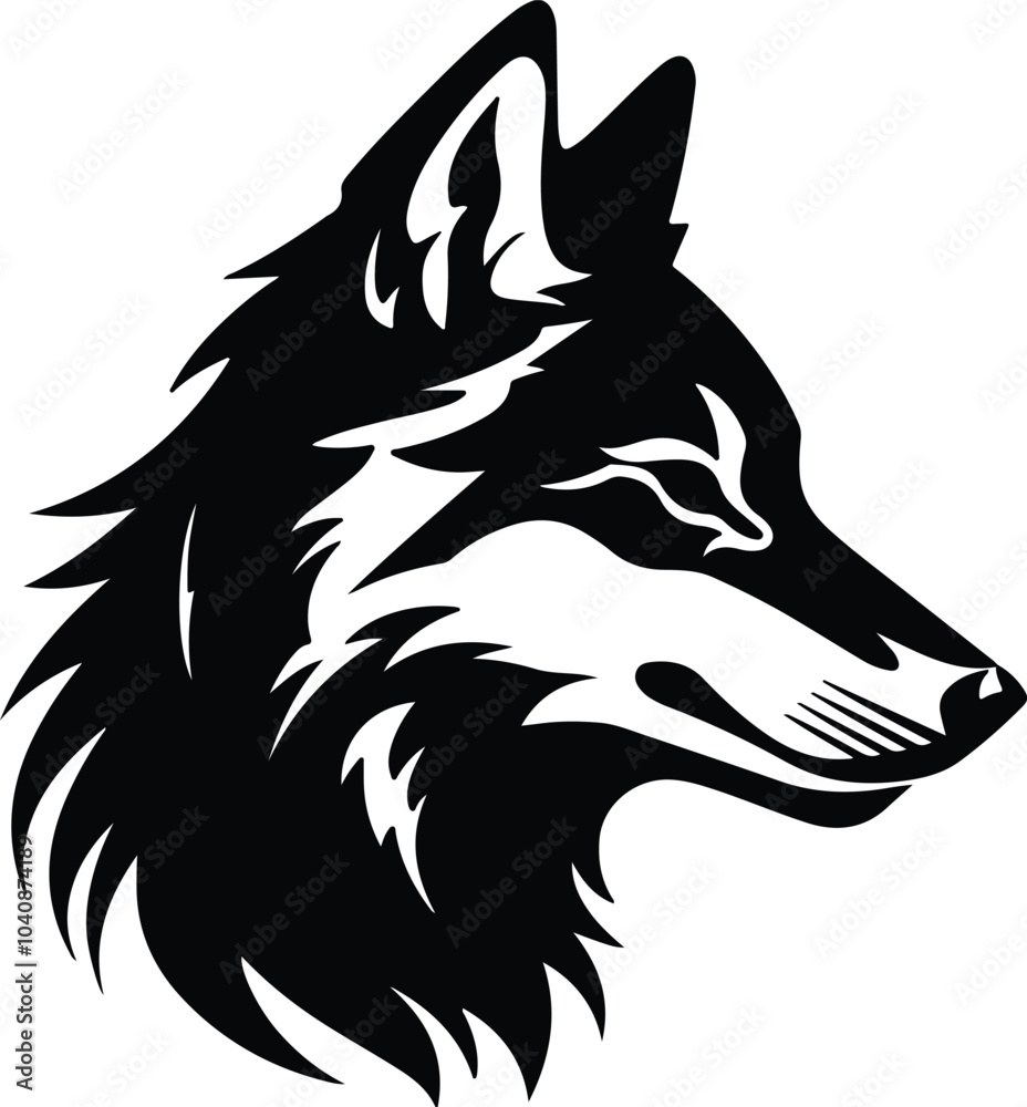 Obraz premium Black silhouette of wolf head