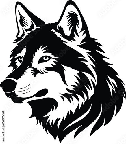 Black silhouette of wolf head