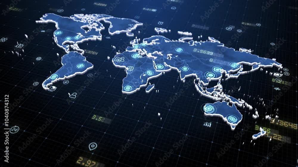 World Map Business Network Digital Background