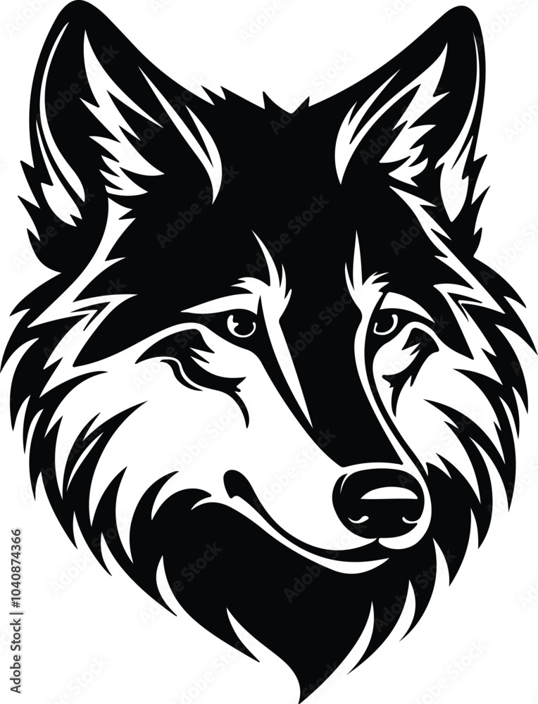 Fototapeta premium Black silhouette of wolf head