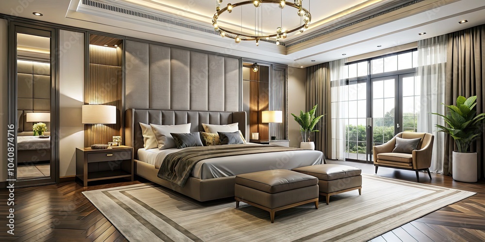 Naklejka premium Elevate your modern home effortlessly with chic, elegant bedroom furniture sets that blend quality craftsmanship and comfort to enhance your personal retreat.