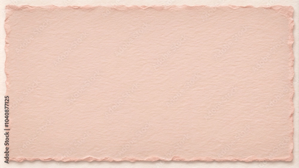 Fototapeta premium A delicate blush-toned paper texture with an uneven, torn edge, revealing subtle fibrous details and a gentle, soft, and slightly textured surface.