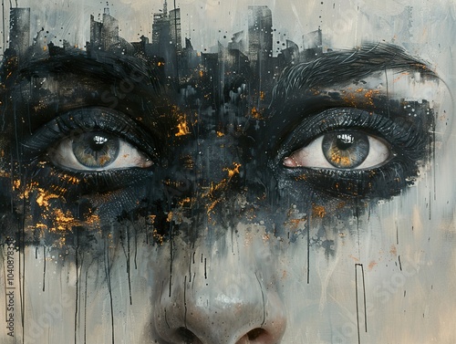 Cityscape Eye: Abstract Portrait Painting