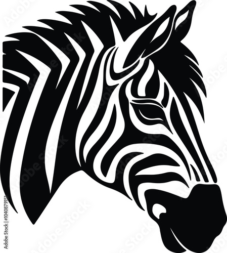 Black silhouette of zebra head