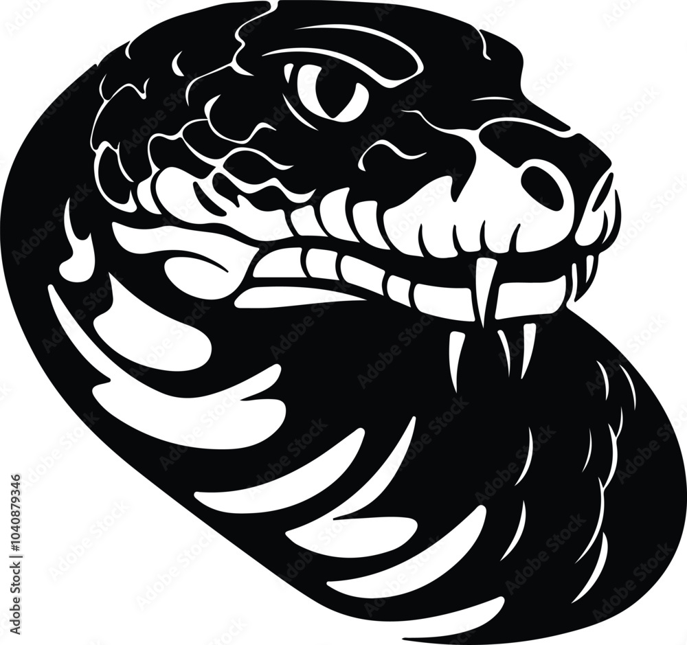 Obraz premium Black silhouette of bull snake head