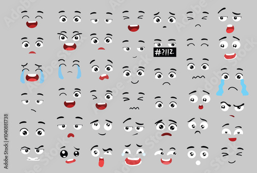 set of popular variant eyes or expression face comic doodles element. mascot, character, cartoon