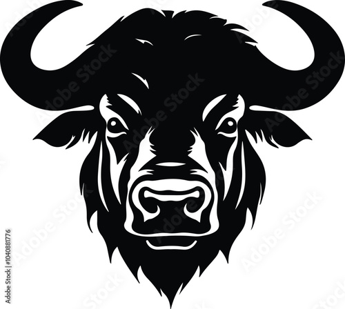 Black silhouette of cape buffalo head