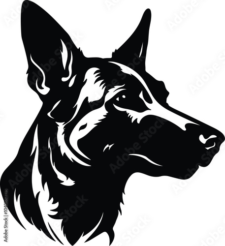 Black silhouette of Cape hunting dog head