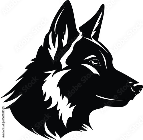 Black silhouette of Cape hunting dog head
