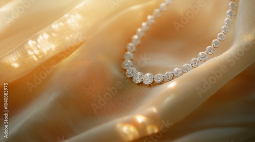 Elegant Diamond Necklace on Soft Satin Fabric