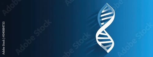 DNA Helix Symbol, sleek white design on vibrant blue backdrop, representing biological science and genetic research themes.