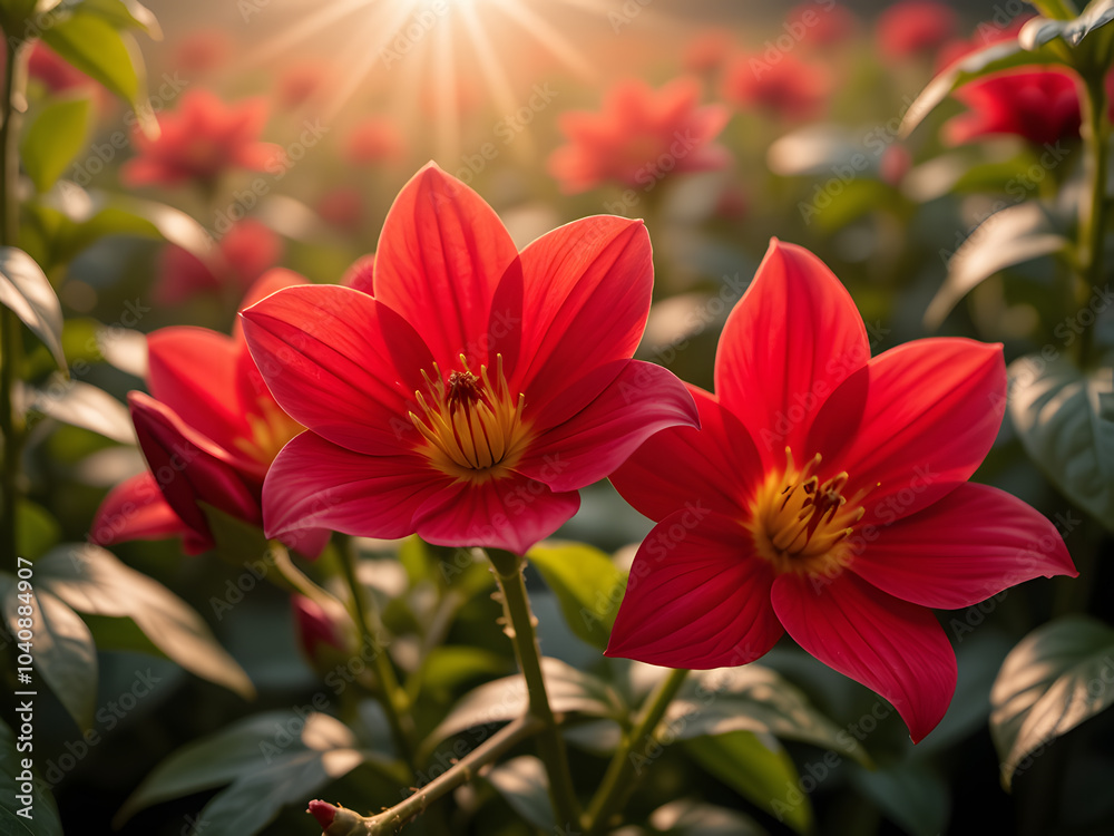 Red Flowers in the Sunshine Red Flowers in the Sunshine