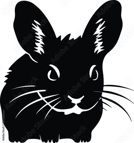 Black silhouette of chinchilla head