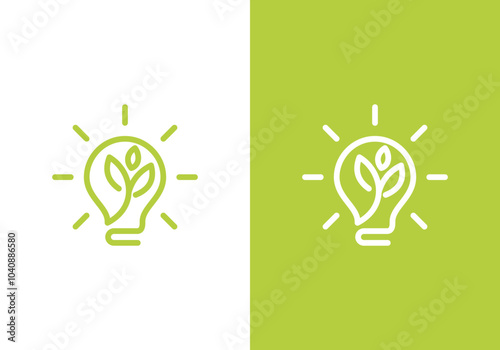 Light bulb ecology concept. Vector illustration of a bulb and leaf combination	