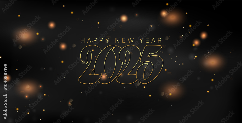 Exquisite gold design for New Year 2025 on black, highlighting the joy and elegance of the upcoming year Exquisite gold design for New Year 2025 on black, highlighting the joy and elegance of the upcoming year