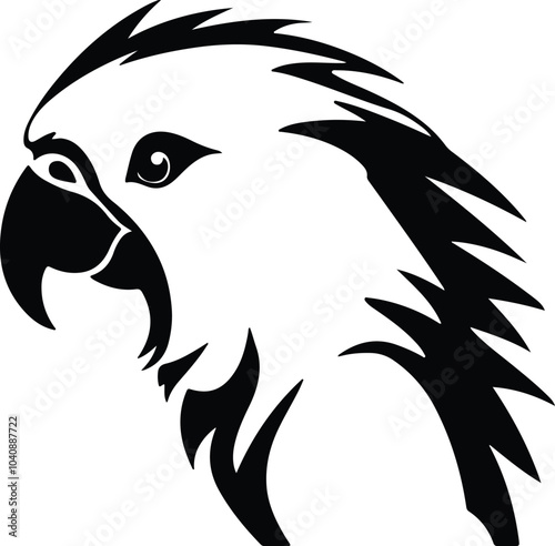 Black silhouette of cockatoo head