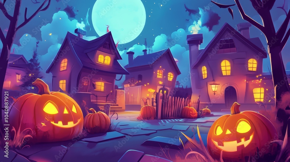 Fototapeta premium Spooky halloween night background with dark and mysterious vibes for wallpapers and themed projects