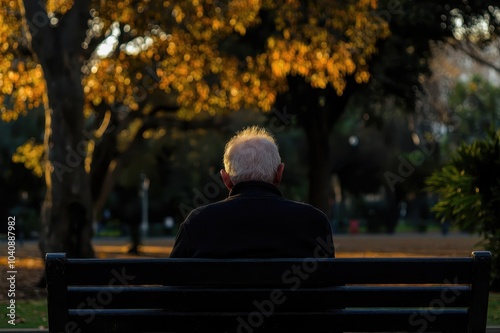 A poignant image of an elderly man, seeking solace in the quietude of a city park.