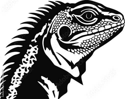 Black silhouette of collared lizard head