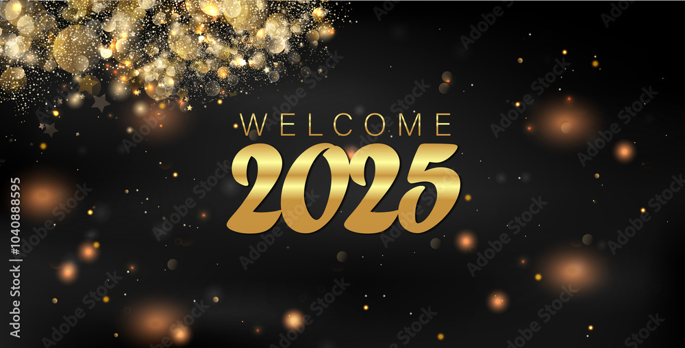 Exquisite gold design for New Year 2025 on black, highlighting the joy and elegance of the upcoming year Exquisite gold design for New Year 2025 on black, highlighting the joy and elegance of the upcoming year