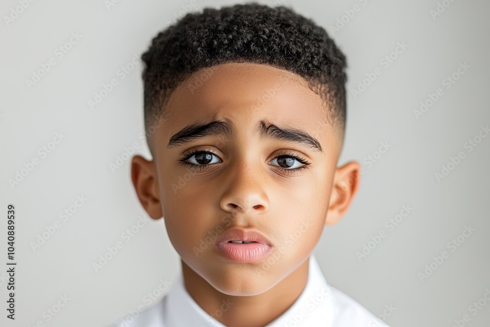 Portrait of a young boy with an expressive gaze. Portrait of a young boy with an expressive gaze.