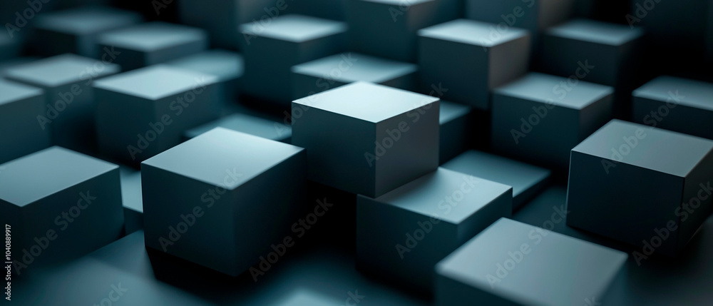 Abstract geometric blocks on dark background, 3d render, Background wallpaper design Abstract geometric blocks on dark background, 3d render, Background wallpaper design