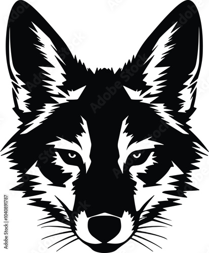 Black silhouette of coyote head photo